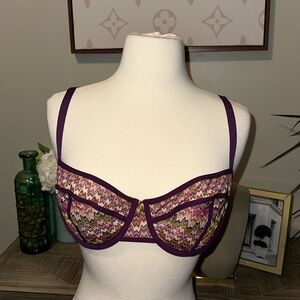 Missoni Balconnette Bralette Structured Padless Purple Bra EUC